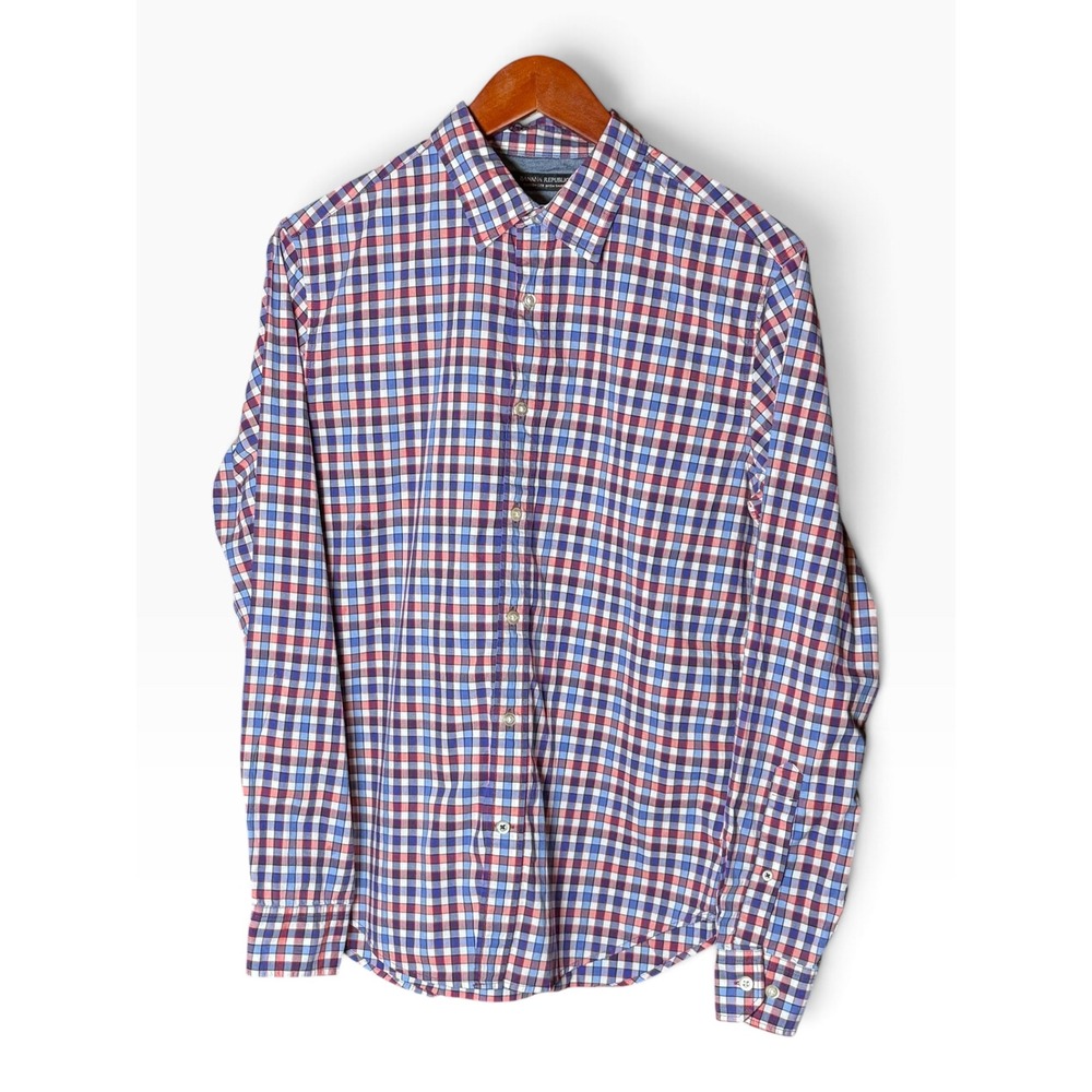Banana Republic Camden Fit Shirt Mens Small Multicolor Plaid Cotton Long Sleeve